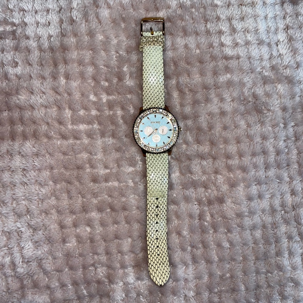 Express Rose Gold Snake Print Genuine Leather Watch